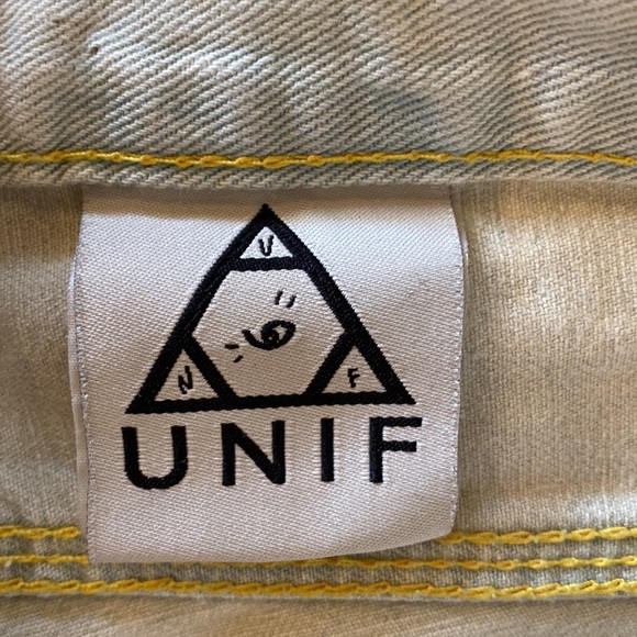 UNIF High Waist Button Up Light Wash Distressed Jeans with Ripped Knees size 26 - Picture 10 of 15